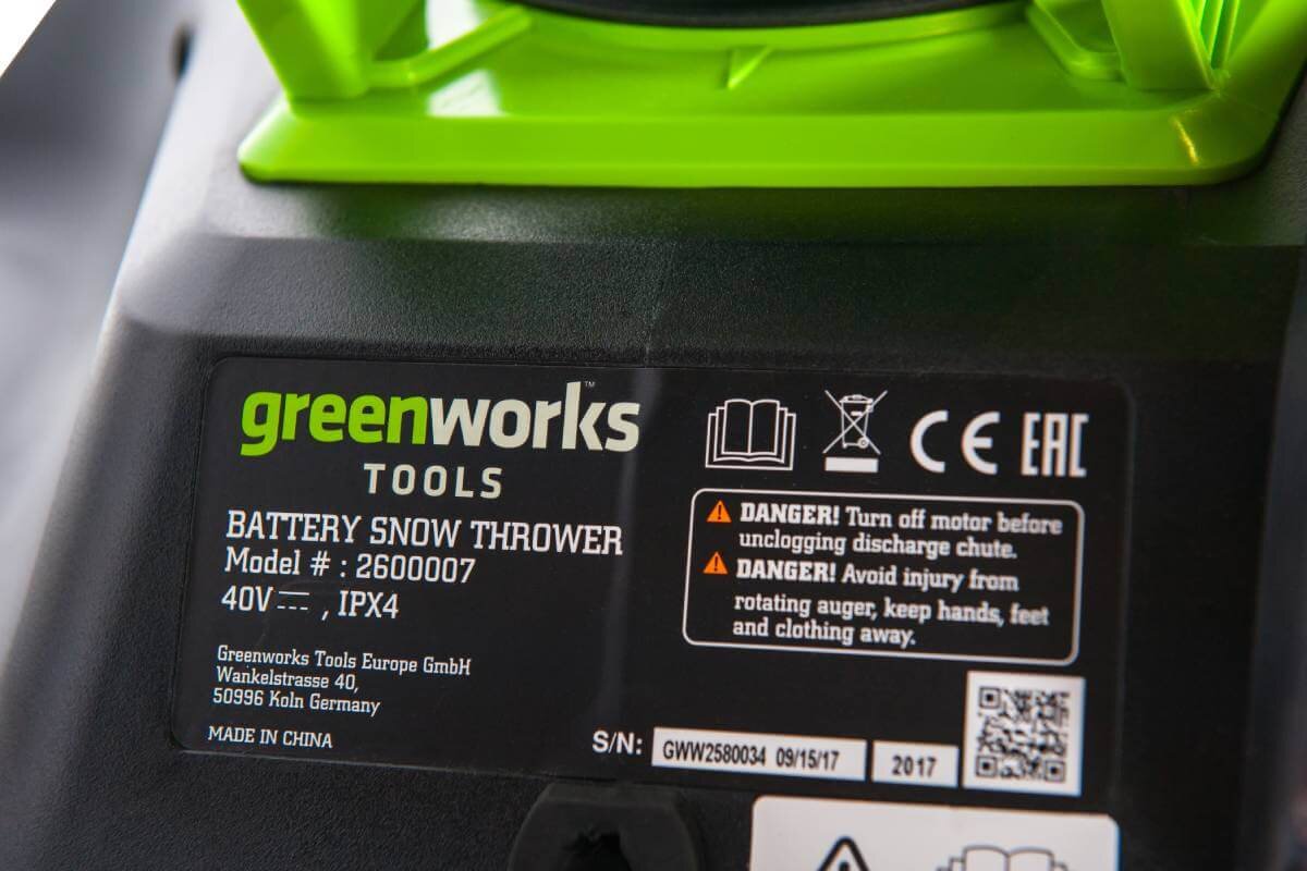 Снегоуборщик аккумуляторный GREENWORKS GD40ST без АКБ и ЗУ (2600007)