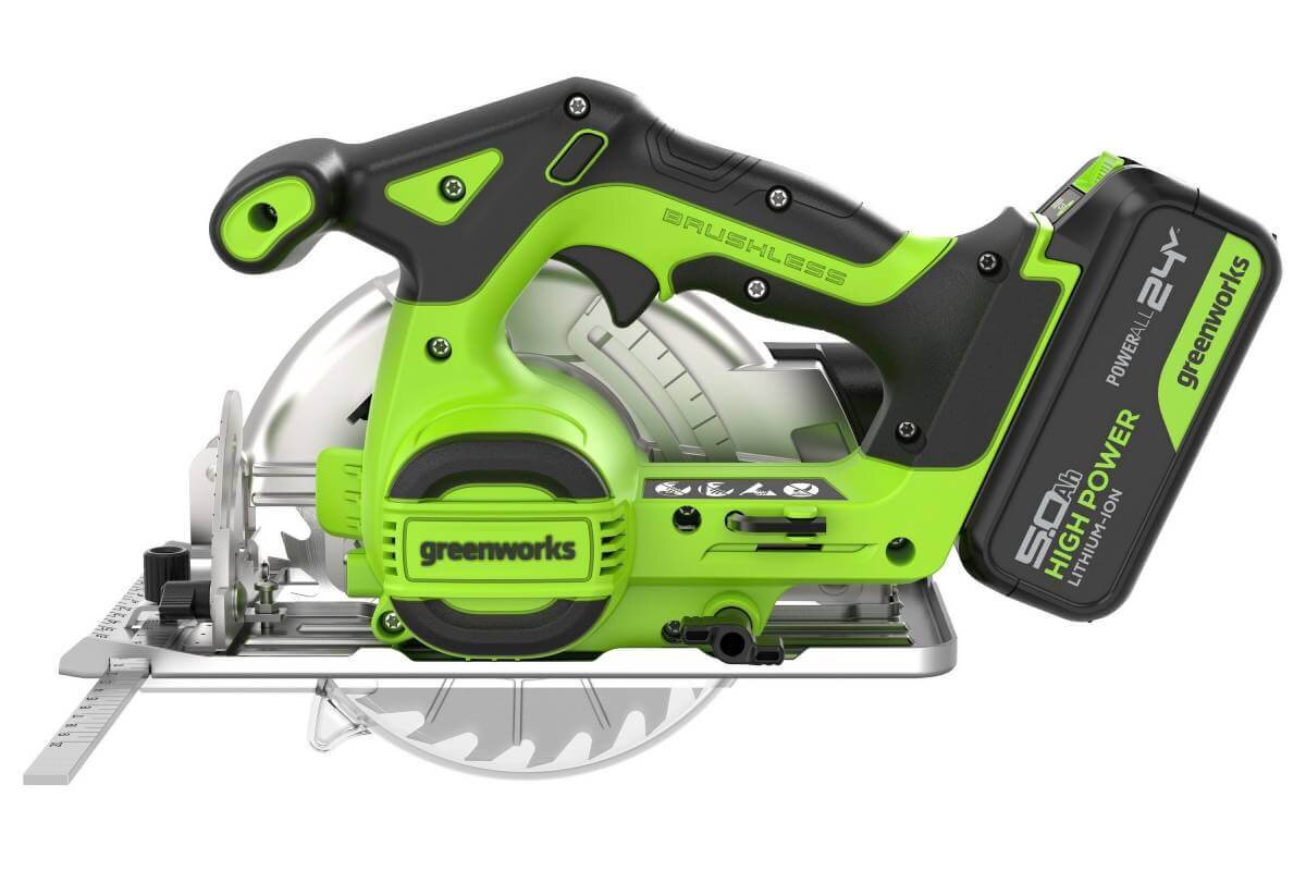 Пила дисковая аккумуляторная GREENWORKS GD24CS165 (1501607CUG)