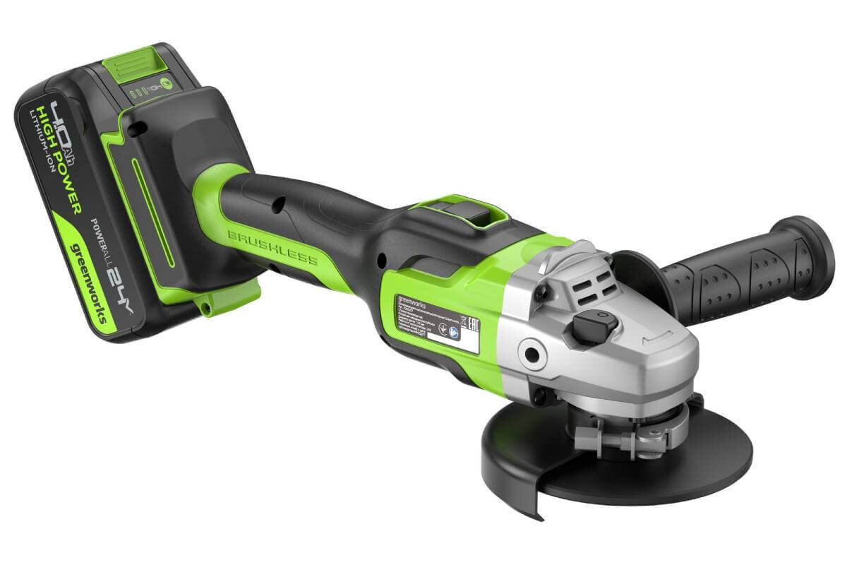Шлифмашина угловая аккумуляторная GREENWORKS GD24AGK4 (3200207UB)