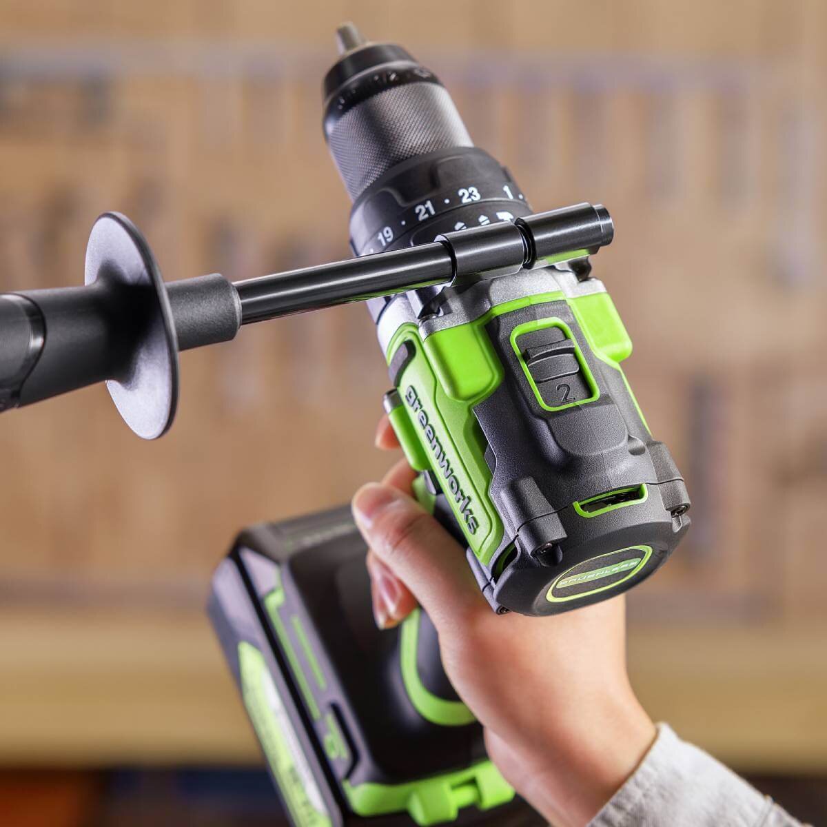 Дрель-шуруповерт ударный Greenworks GD24DD140 Anti-kickback (3707607CUB) [24В, 1х4.0 Ач, бесщеточный, кейс]
