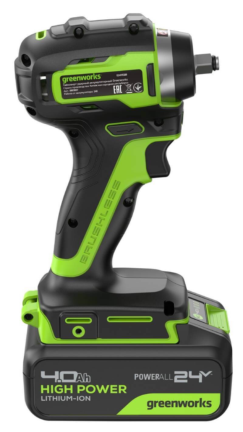 Гайковерт аккумуляторный ударный GREENWORKS G24IW200 (3803607CUB)