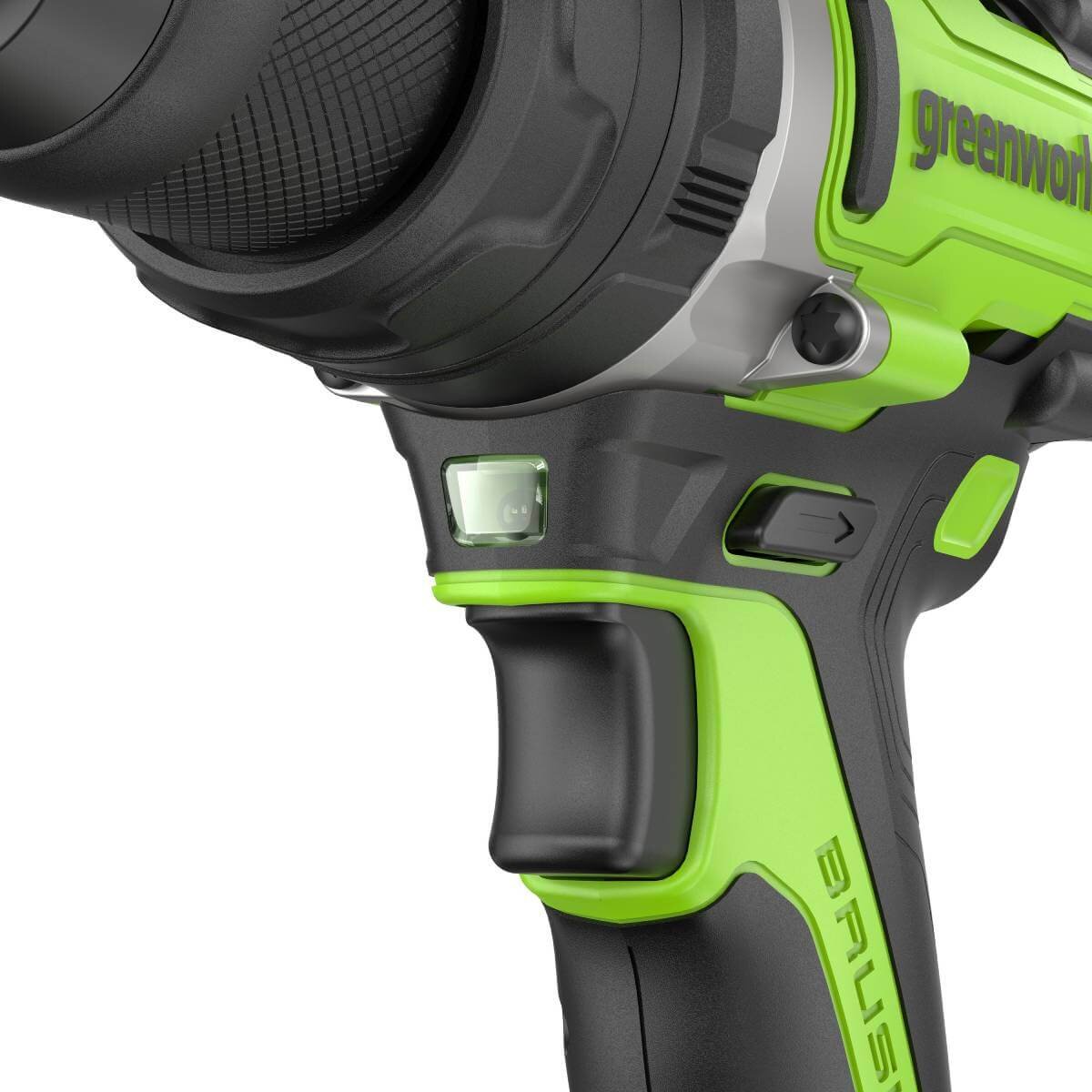 Дрель-шуруповерт ударный Greenworks GD24DD140 Anti-kickback (3707607CUD) [24В, 2х4.0 Ач, бесщеточный, кейс]