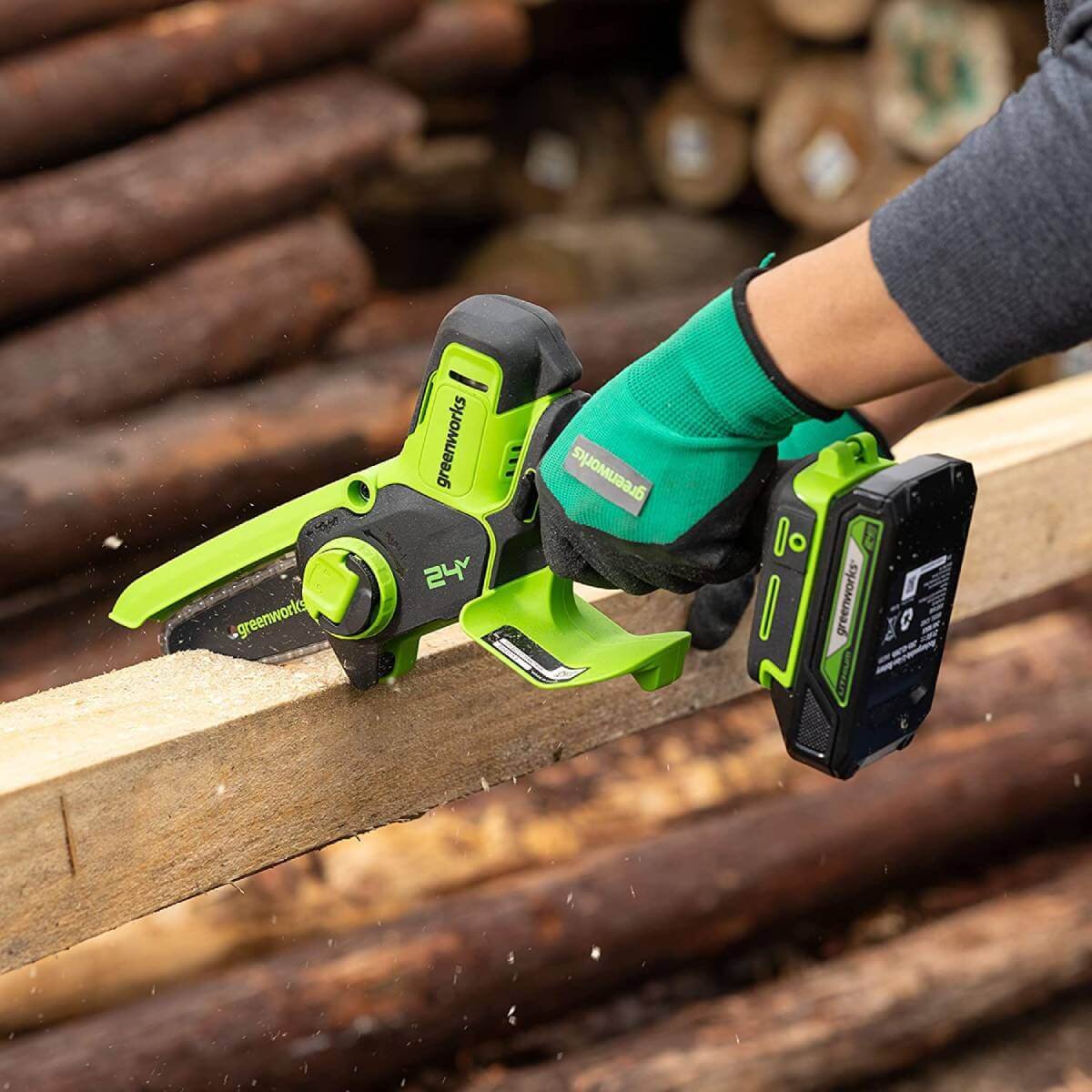 Пила садовая аккумуляторная GREENWORKS G24MCS10 (2008207UB) [24В, 1х4.0 Ач, з/у]