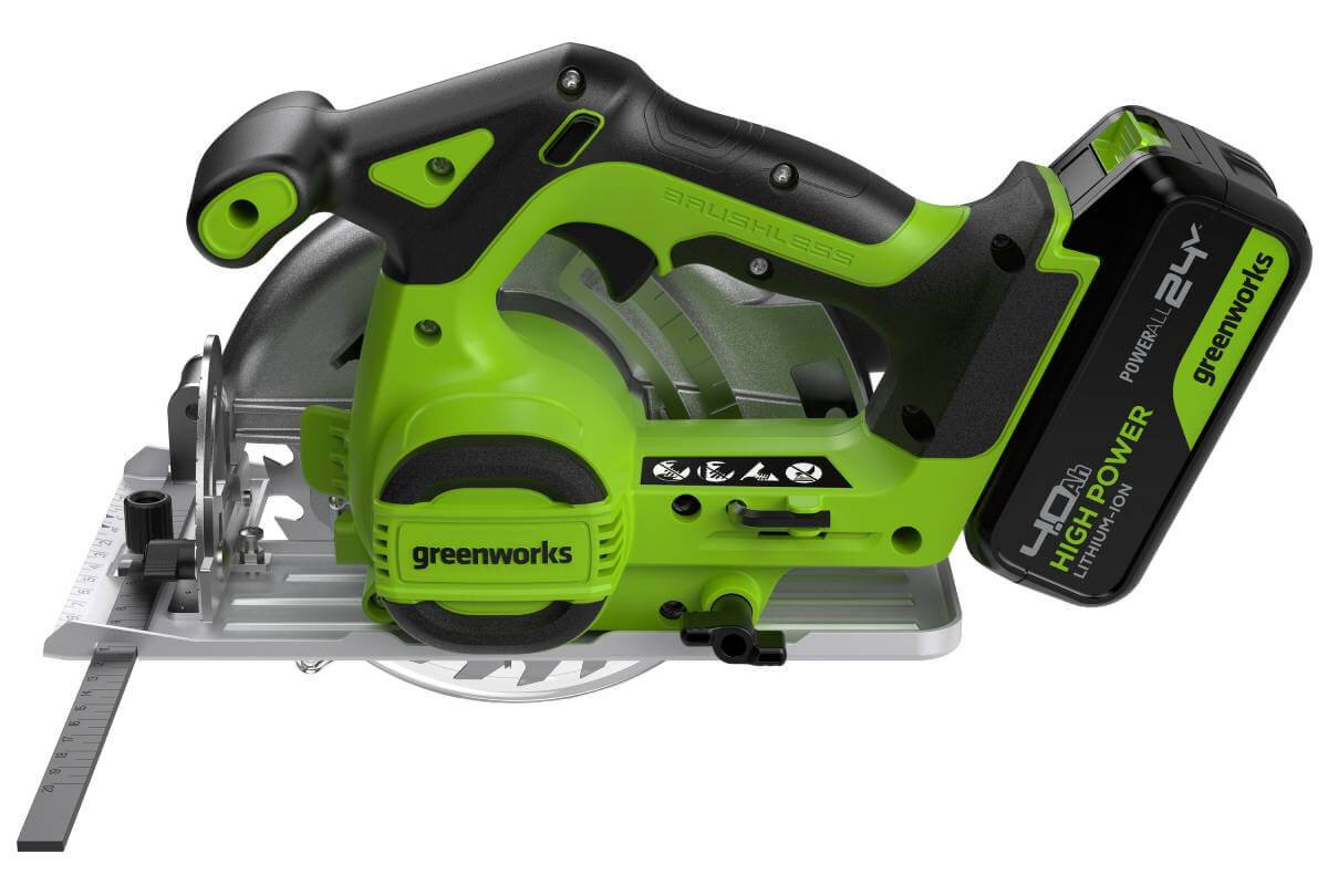 Пила дисковая аккумуляторная GREENWORKS GD24CS165 (1501607CUB)