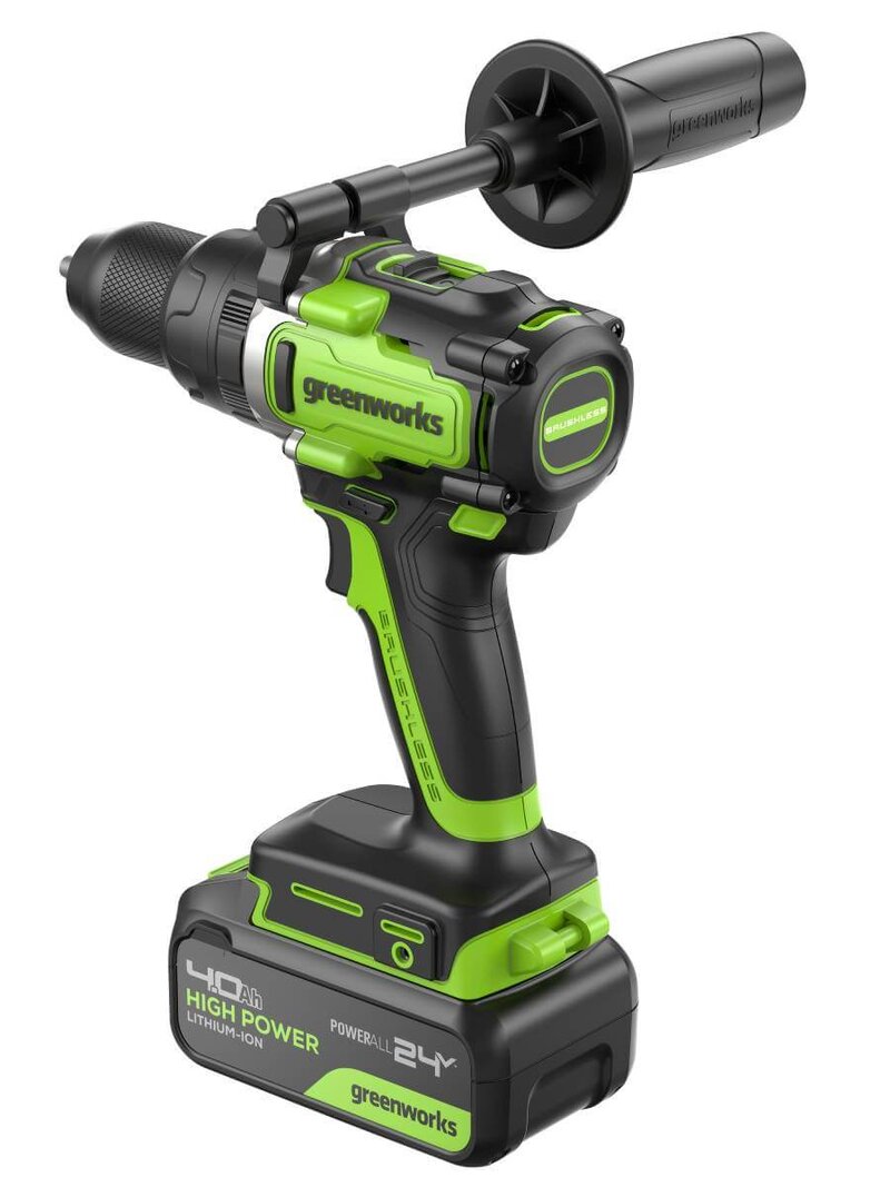 Дрель-шуруповерт ударный Greenworks GD24DD140 Anti-kickback (3707607CUD) [24В, 2х4.0 Ач, бесщеточный, кейс]
