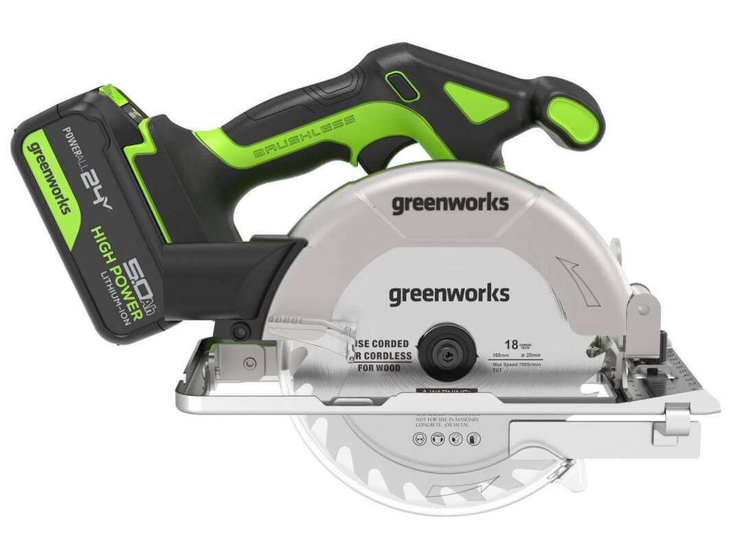 Пила дисковая аккумуляторная GREENWORKS GD24CS165 (1501607CUG)