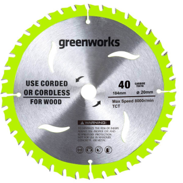 Диск пильный по дереву GREENWORKS 184х20х40Т (2943307)