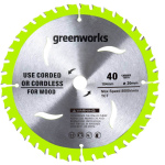 Диск пильный по дереву GREENWORKS 184х20х40Т (2943307)