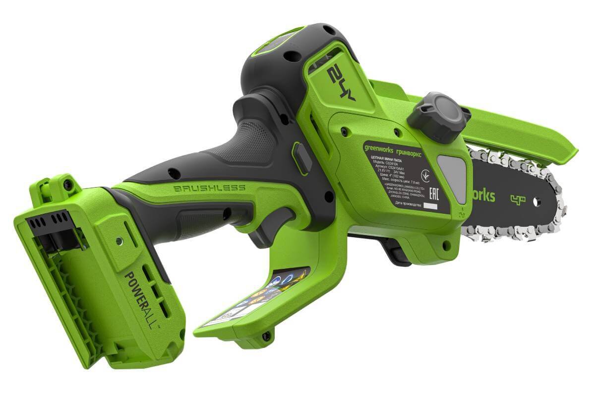 Пила садовая аккумуляторная GREENWORKS CS2410A (CS2410AUA) [24В, 1х2.0 Ач, з/у]