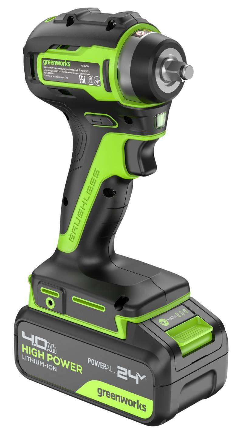 Гайковерт аккумуляторный ударный GREENWORKS G24IW200 (3803607CUB)