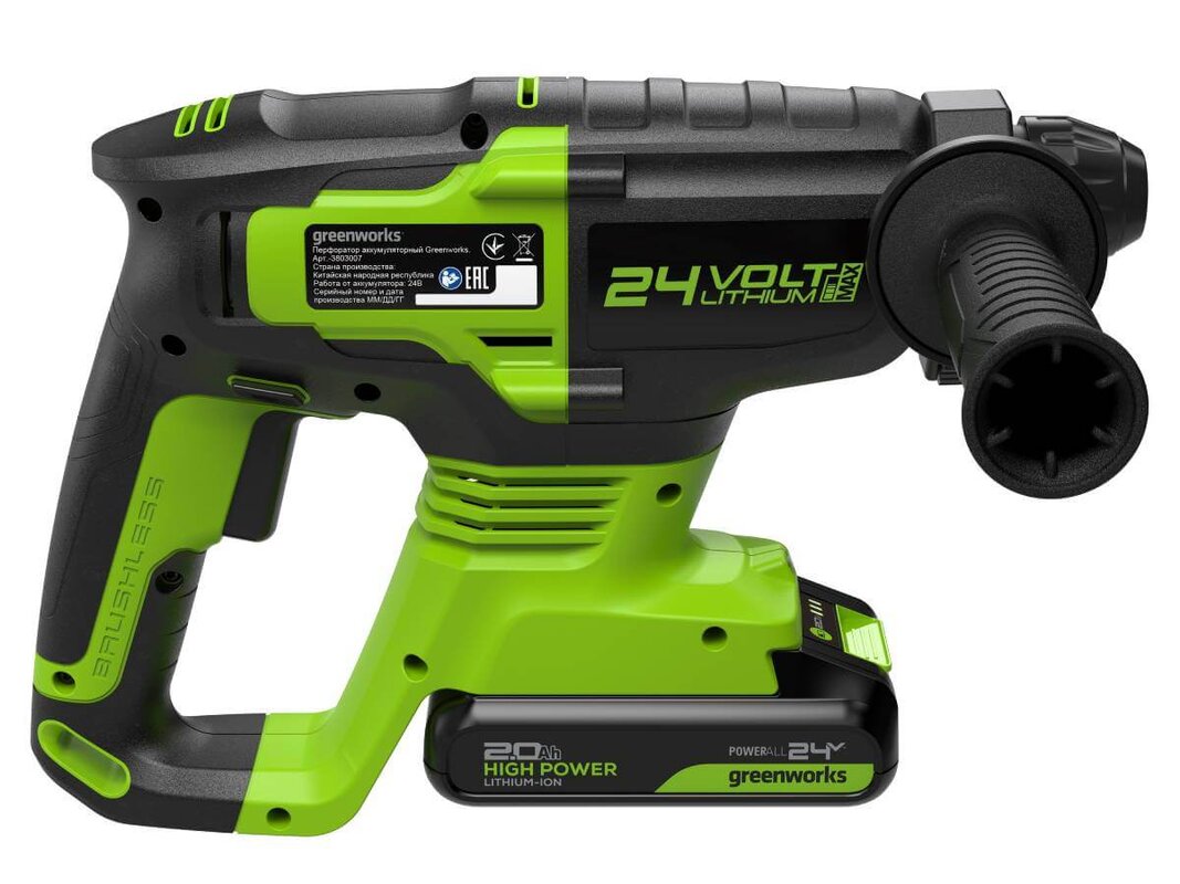Перфоратор аккумуляторный GREENWORKS GD24SDS2 (3803007CUA)