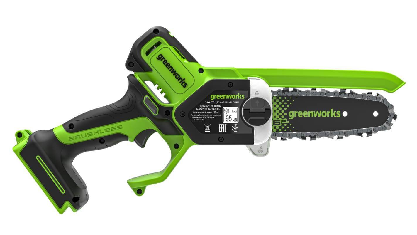 Пила садовая аккумуляторная GREENWORKS GD24CS15 (2010107) [24В, без акб и з/у]