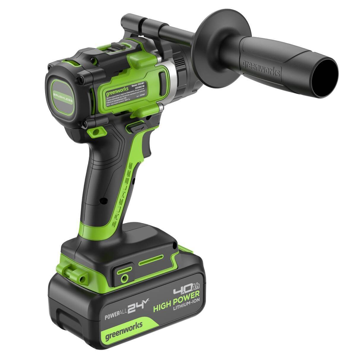 Дрель-шуруповерт ударный Greenworks GD24DD140 Anti-kickback (3707607CUB) [24В, 1х4.0 Ач, бесщеточный, кейс]