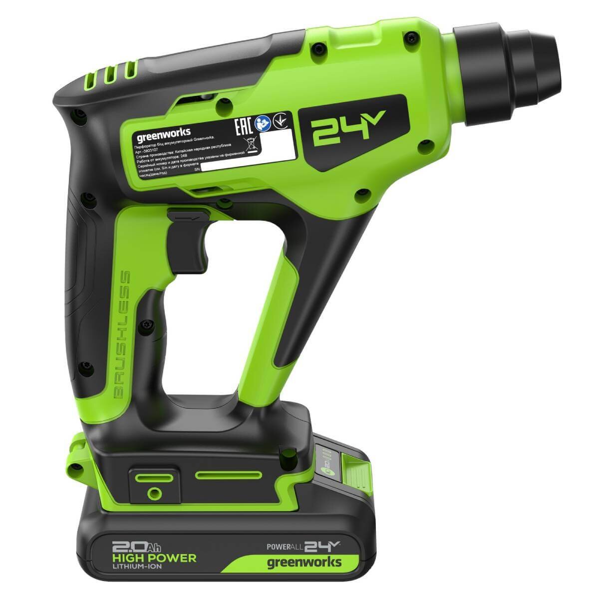 Перфоратор аккумуляторный GREENWORKS GD24SDS1 (3803107UA)