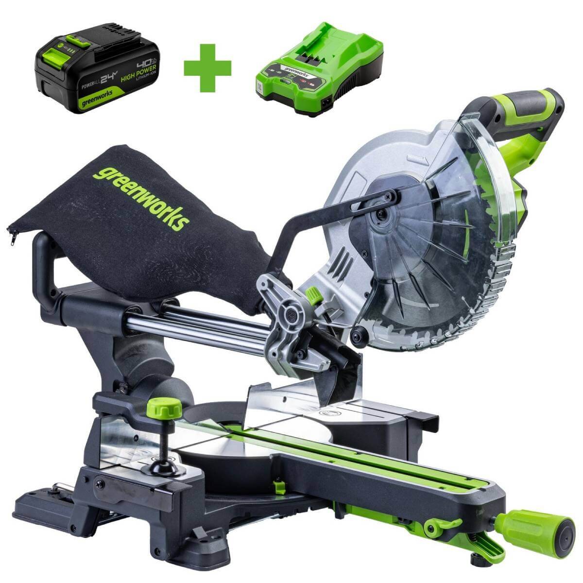 Пила торцовочная аккумуляторная GREENWORKS GD24MS216 (1501707UB)