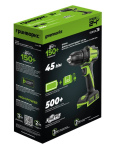 Дрель-шуруповерт Greenworks DD345 (3708307CUB) [24В, 1х4.0 Ач, бесщеточный, кейс]