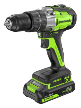 Шуруповерт ударный Greenworks GD24DD60 (3704107) [24В, 1х2 Ач, бесщеточный, картон]