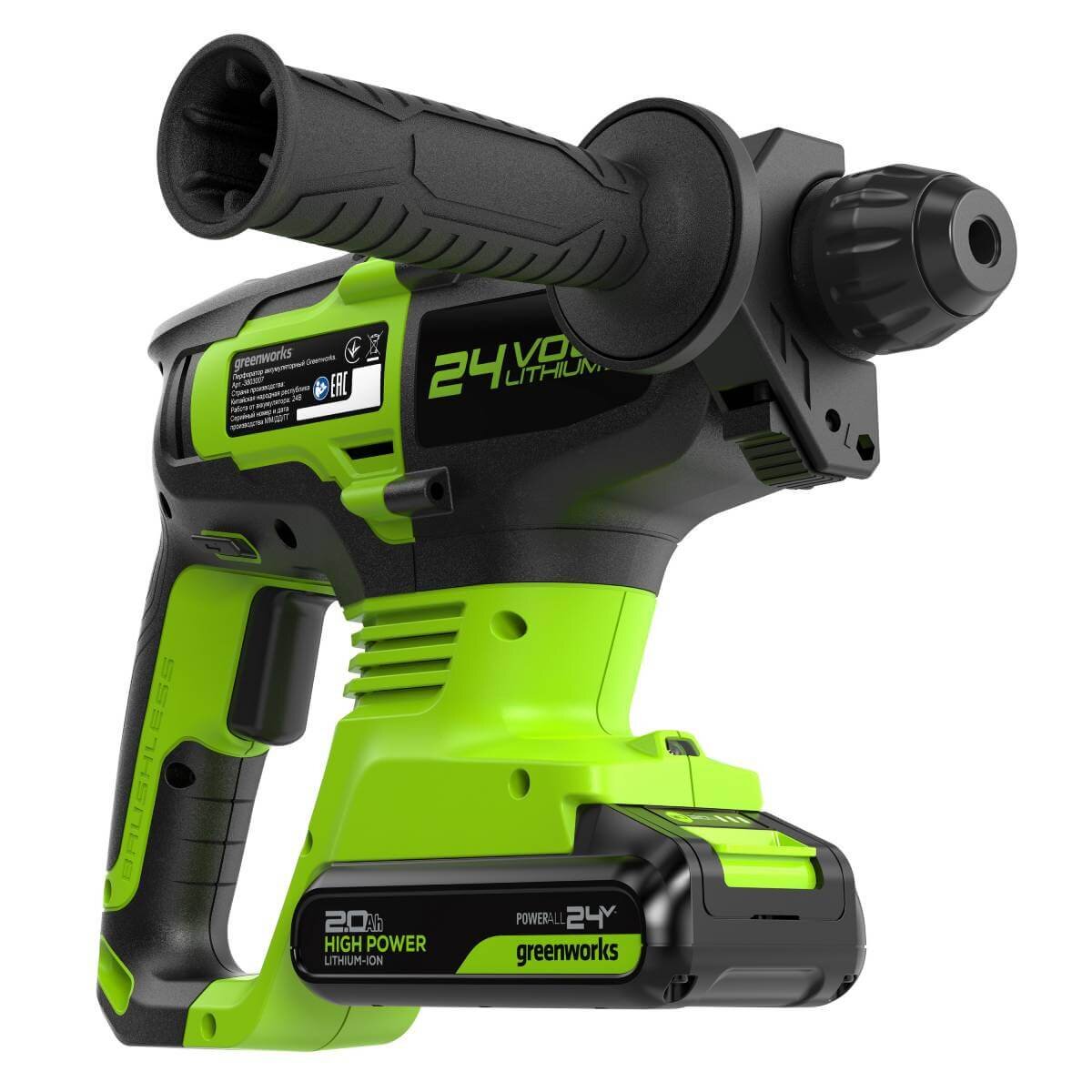 Перфоратор аккумуляторный GREENWORKS GD24SDS2 (3803007CUA)