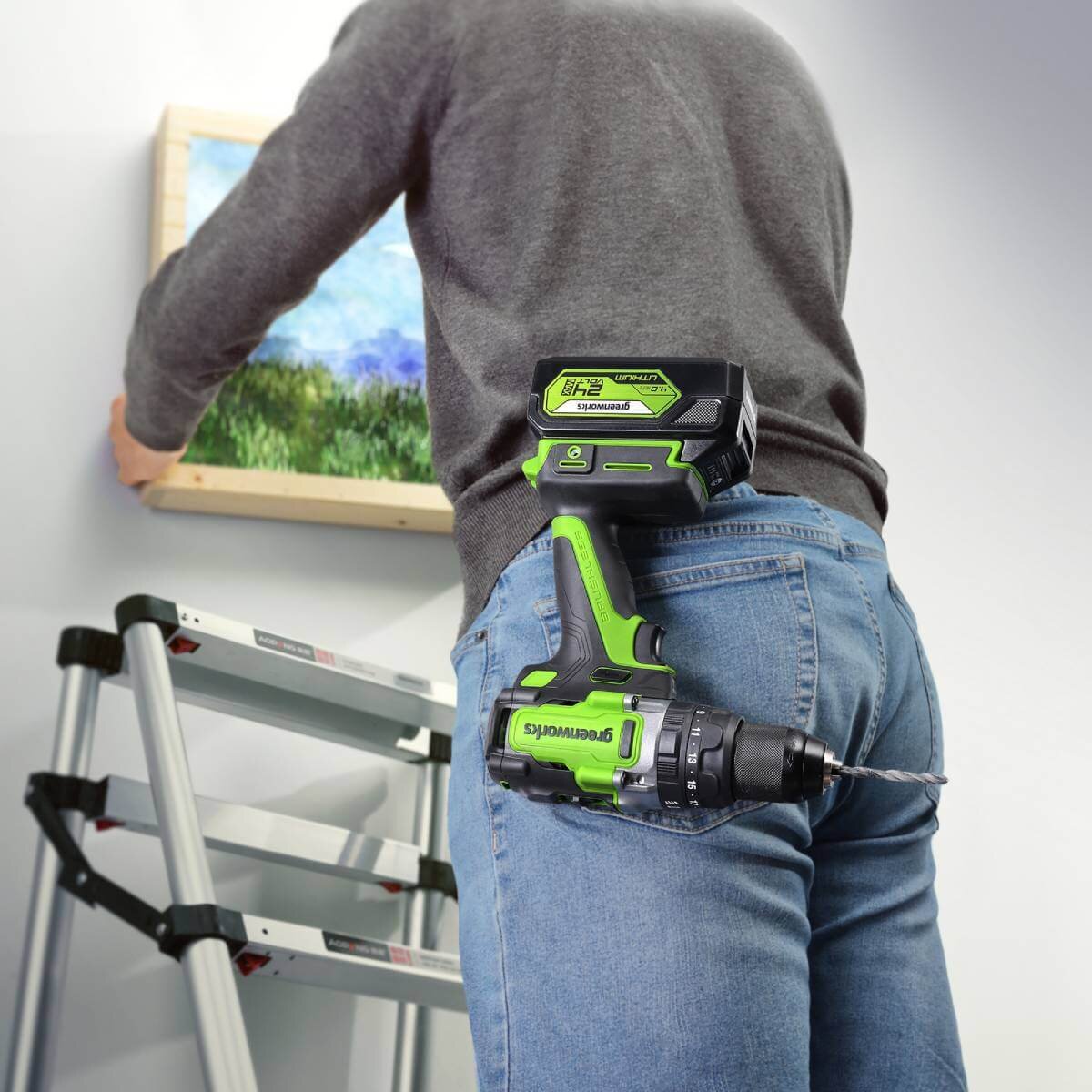 Дрель-шуруповерт ударный Greenworks GD24DD140 Anti-kickback (3707607CUD) [24В, 2х4.0 Ач, бесщеточный, кейс]
