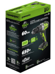 Дрель-шуруповерт ударный Greenworks GD24DD60 (3704107CUB) [24В, 1х4.0 Ач, бесщеточный, кейс]