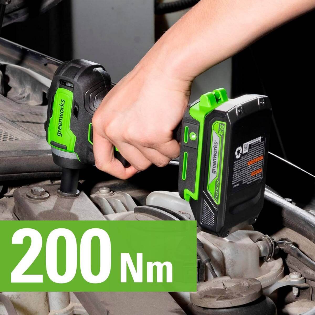 Гайковерт аккумуляторный ударный GREENWORKS G24IW200 (3803607CUA)