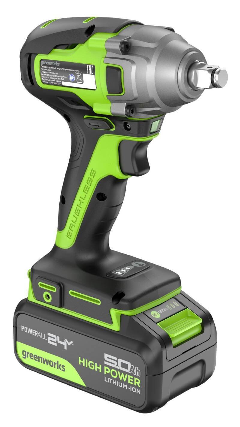 Гайковерт аккумуляторный ударный GREENWORKS GD24IW400 (3802907CUG)