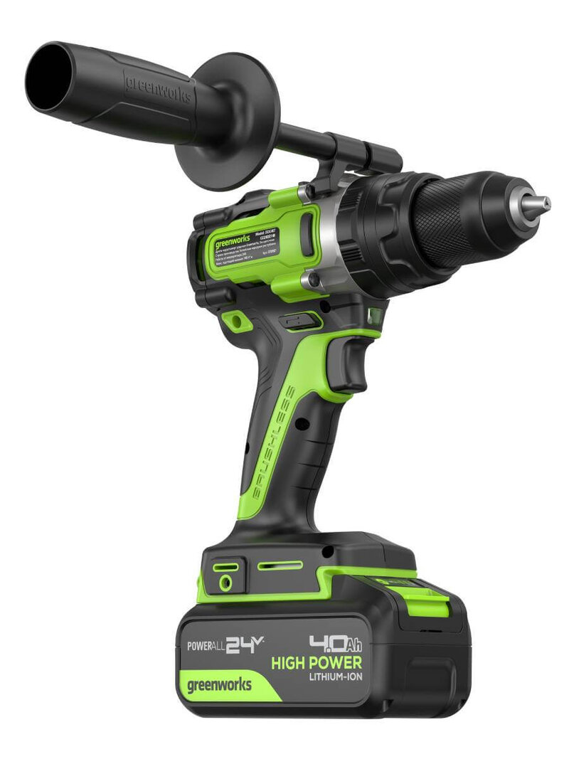 Дрель-шуруповерт ударный Greenworks GD24DD140 Anti-kickback (3707607CUD) [24В, 2х4.0 Ач, бесщеточный, кейс]
