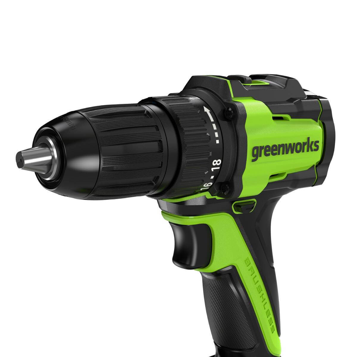 Дрель-шуруповерт Greenworks DD345 (3708307CUA) [24В, 1х2.0 Ач, бесщеточный, кейс]