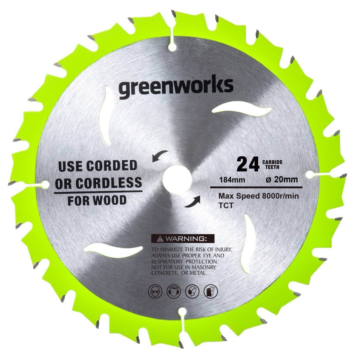 Диск пильный по дереву GREENWORKS 184х20х24Т (2943407)