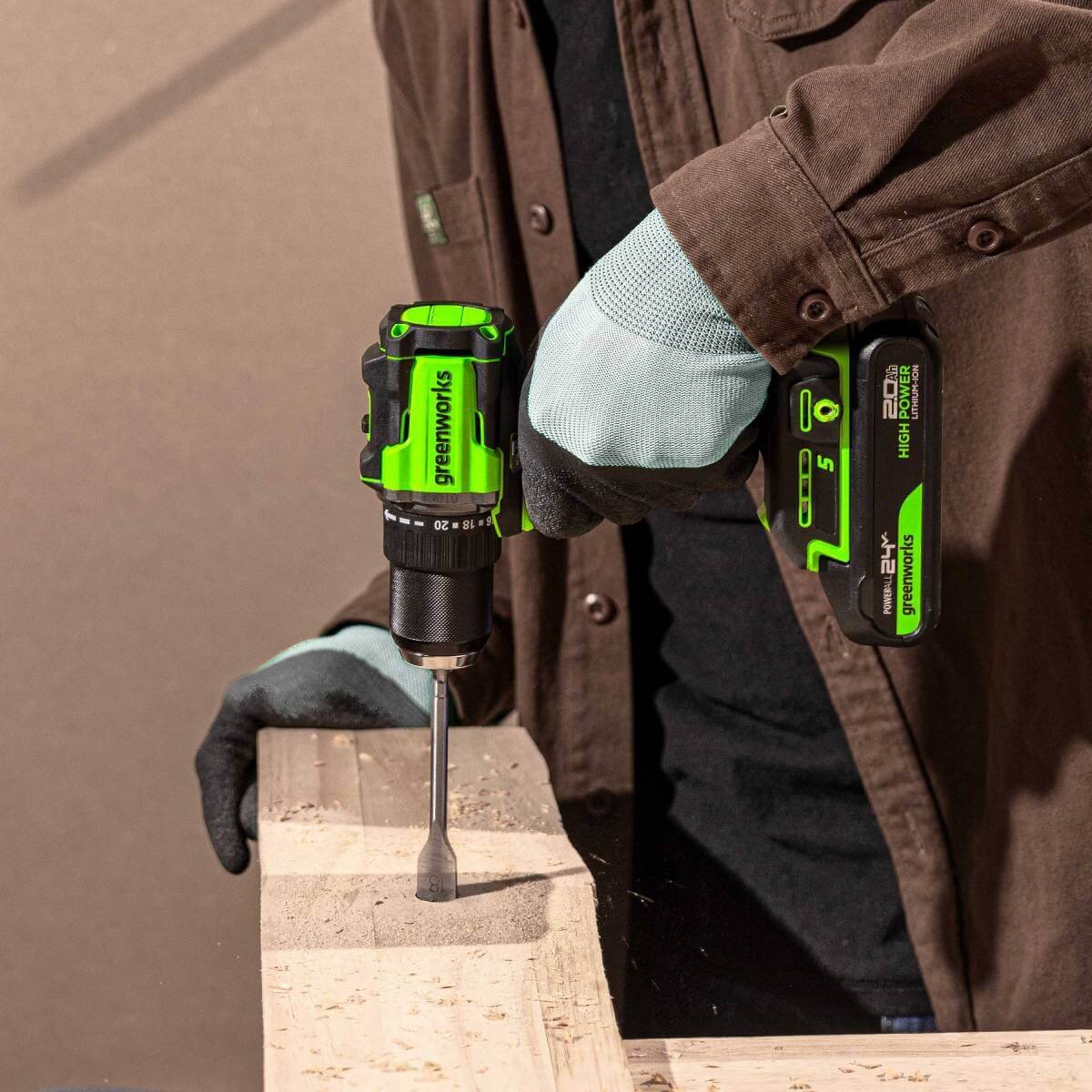 Дрель-шуруповерт Greenworks DD560 Anti-kickback (3708407CUB) [24В, 1х4.0 Ач, бесщеточный, кейс]