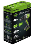 Дрель-шуруповерт ударный Greenworks GD24DD60 (3704107CUC) [24В, 2х2.0 Ач, бесщеточный, кейс]