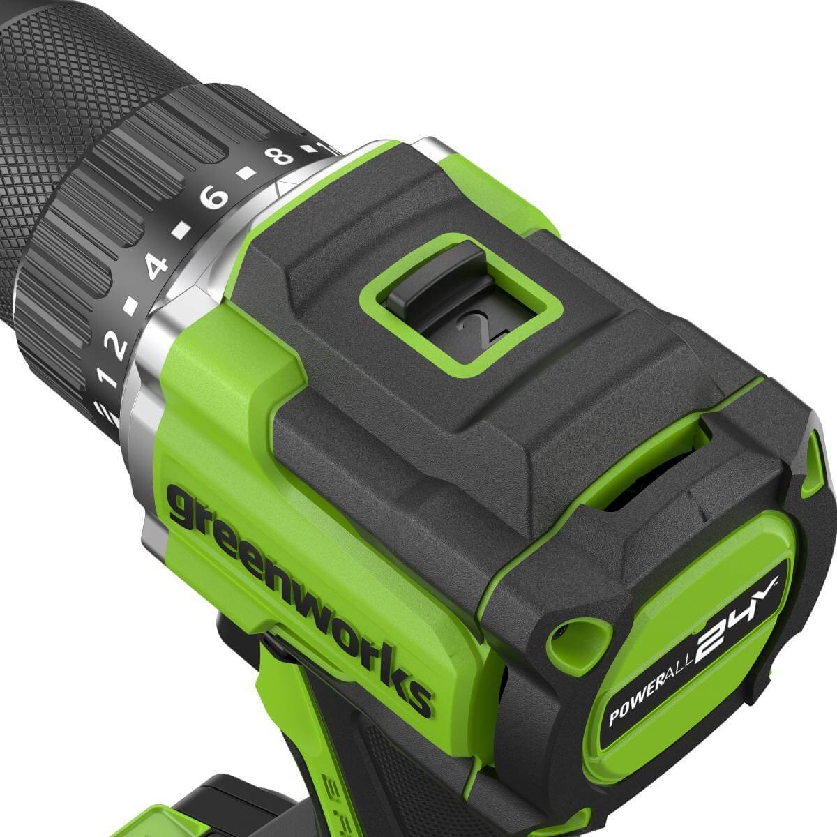 Дрель-шуруповерт Greenworks DD560 Anti-kickback (3708407CUA) [24В, 1х2.0 Ач, бесщеточный, кейс]