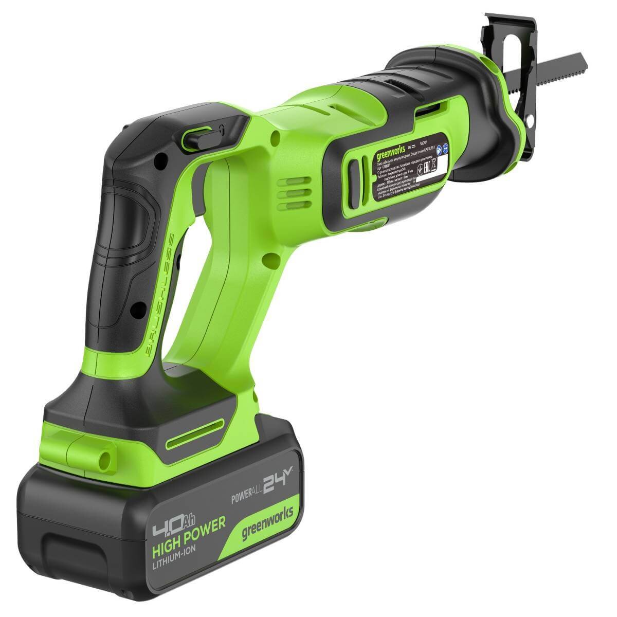 Пила сабельная аккумуляторная GREENWORKS GPT-BLRS-1 (1200607CUB)