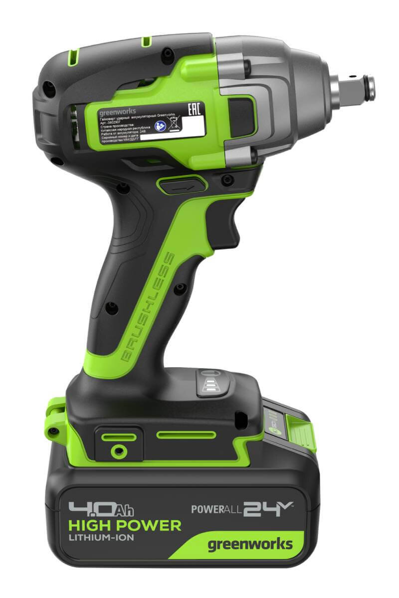 Гайковерт аккумуляторный ударный GREENWORKS GD24IW400 (3802907CUB)