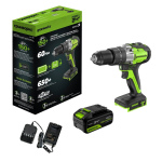 Дрель-шуруповерт ударный Greenworks GD24DD60 (3704107CUB) [24В, 1х4.0 Ач, бесщеточный, кейс]