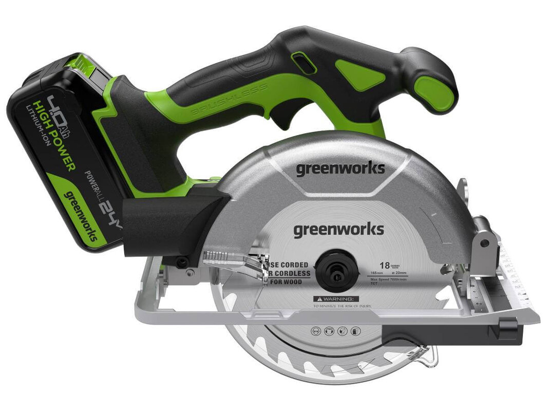 Пила дисковая аккумуляторная GREENWORKS GD24CS165 (1501607CUB)