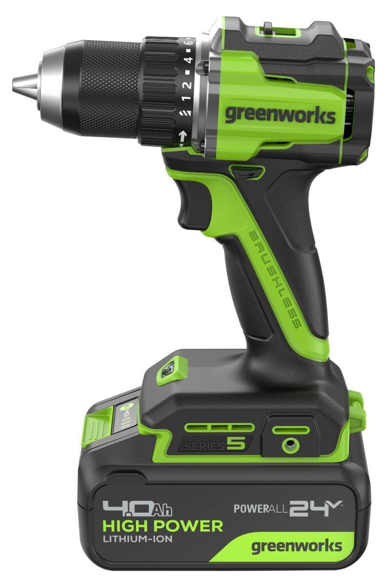 Дрель-шуруповерт Greenworks DD560 Anti-kickback (3708407CUB) [24В, 1х4.0 Ач, бесщеточный, кейс]