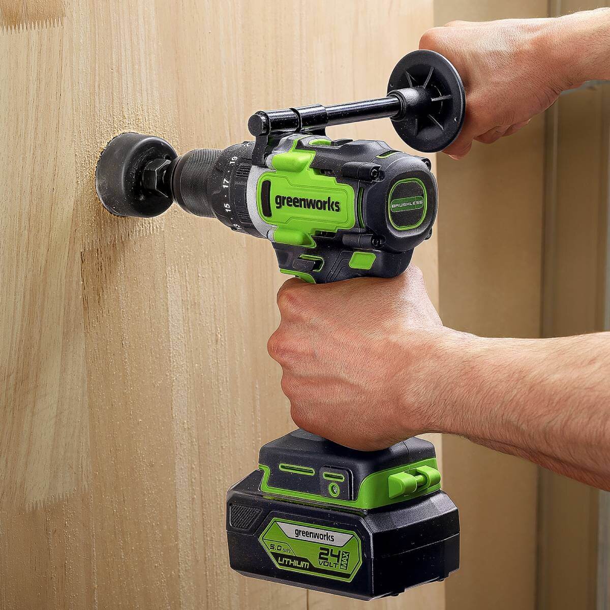 Дрель-шуруповерт ударный Greenworks GD24DD140 Anti-kickback (3707607CUD) [24В, 2х4.0 Ач, бесщеточный, кейс]