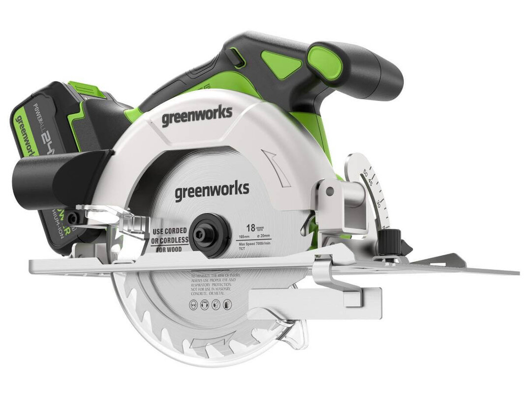 Пила дисковая аккумуляторная GREENWORKS GD24CS165 (1501607CUG)