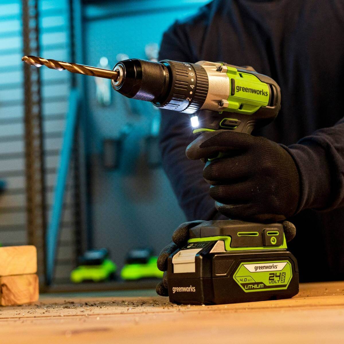 Дрель-шуруповерт ударный Greenworks GD24DD60 (3704107CUB) [24В, 1х4.0 Ач, бесщеточный, кейс]