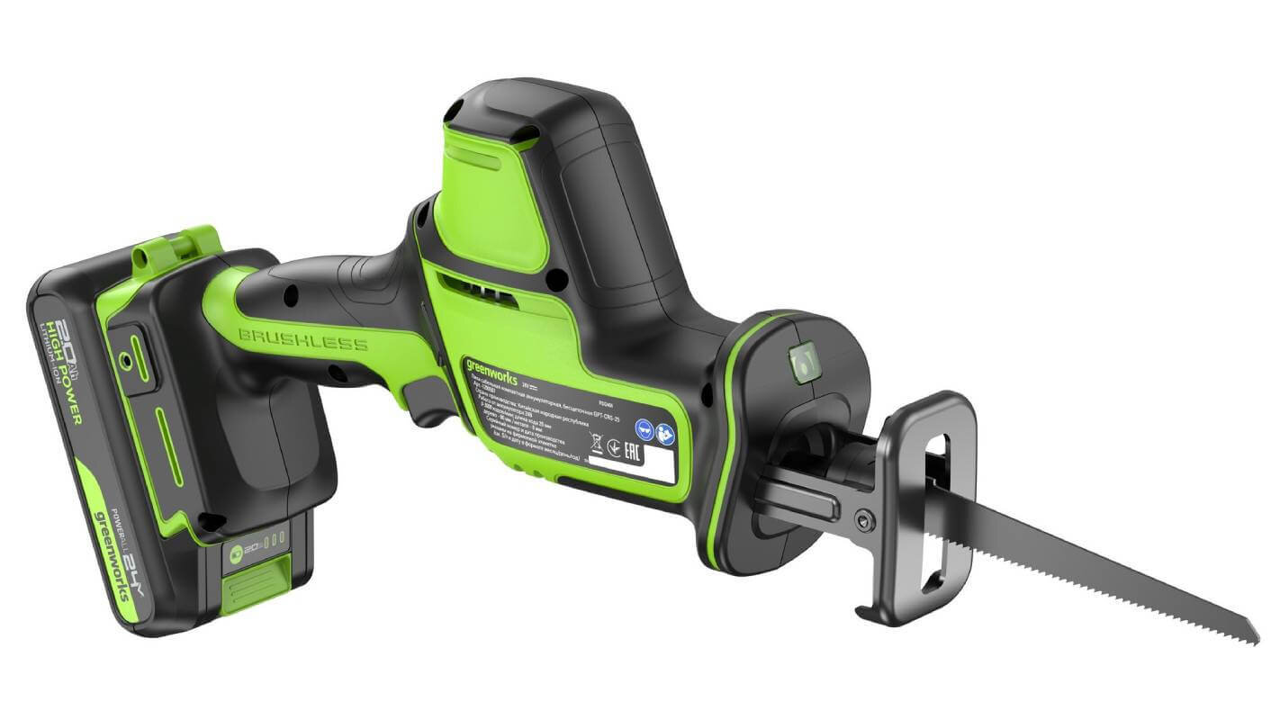 Пила сабельная аккумуляторная GREENWORKS GPT-CRS-25 (1200507CUA)