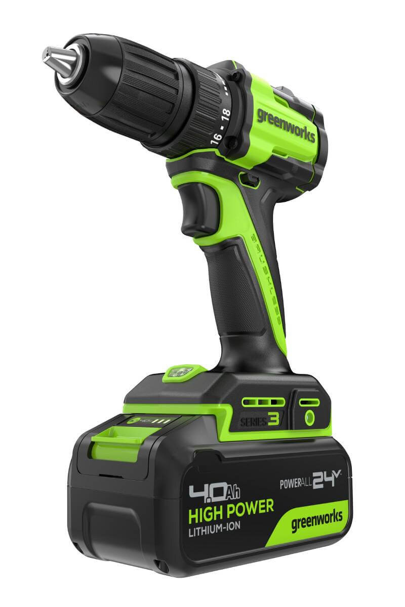 Дрель-шуруповерт Greenworks DD345 (3708307CUB) [24В, 1х4.0 Ач, бесщеточный, кейс]