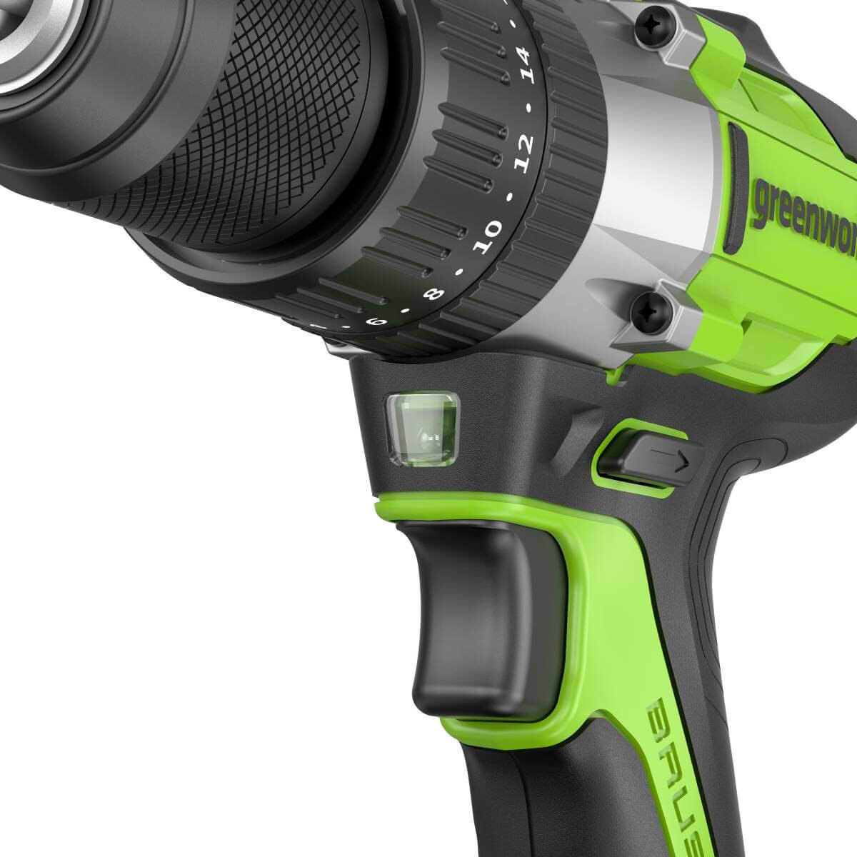 Дрель-шуруповерт ударный Greenworks GD24DD60 (3704107CUB) [24В, 1х4.0 Ач, бесщеточный, кейс]