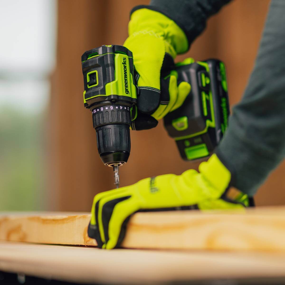 Дрель-шуруповерт Greenworks DD345 (3708307CUA) [24В, 1х2.0 Ач, бесщеточный, кейс]