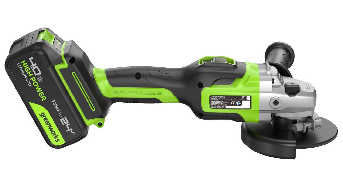 Шлифмашина угловая аккумуляторная GREENWORKS GD24AG (3200207CUB)