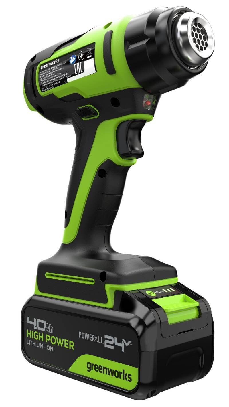 Фен строительный аккумуляторный (термофен) GREENWORKS G24HG (3400207CUB)