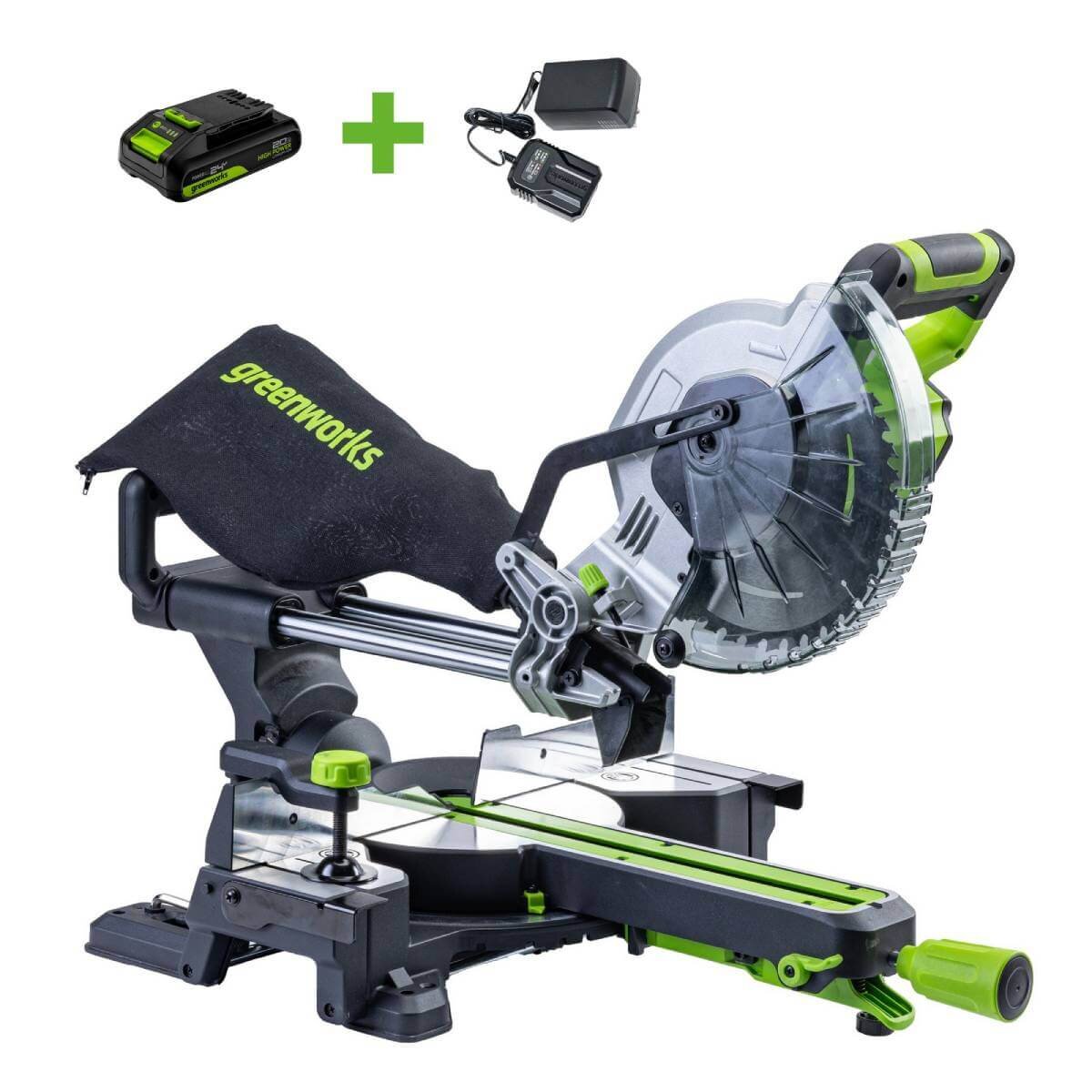 Пила торцовочная аккумуляторная GREENWORKS GD24MS216 (1501707UA)