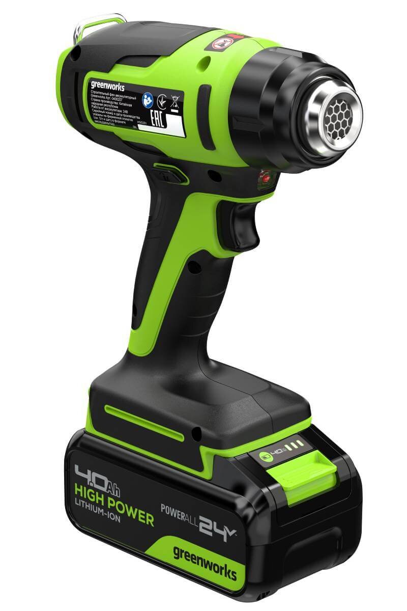 Фен строительный аккумуляторный (термофен) GREENWORKS G24HG (3400207CUB)