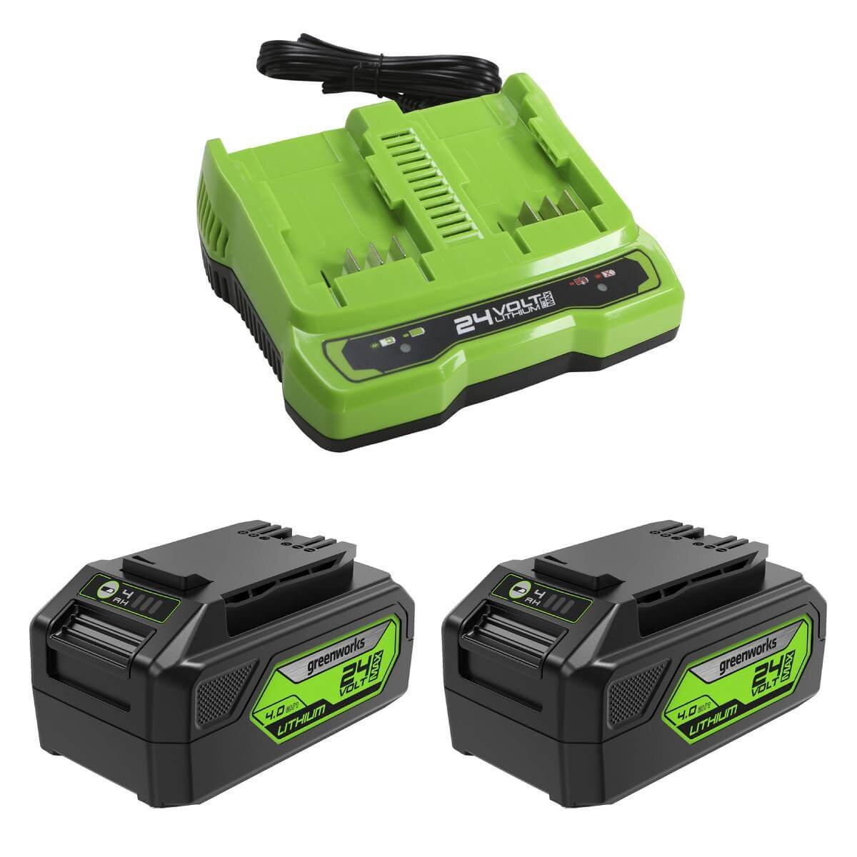 Газонокосилка аккумуляторная GREENWORKS G24X2LM411 (2520907UD) [2х24В, 2х4.0 Ач, з/у]