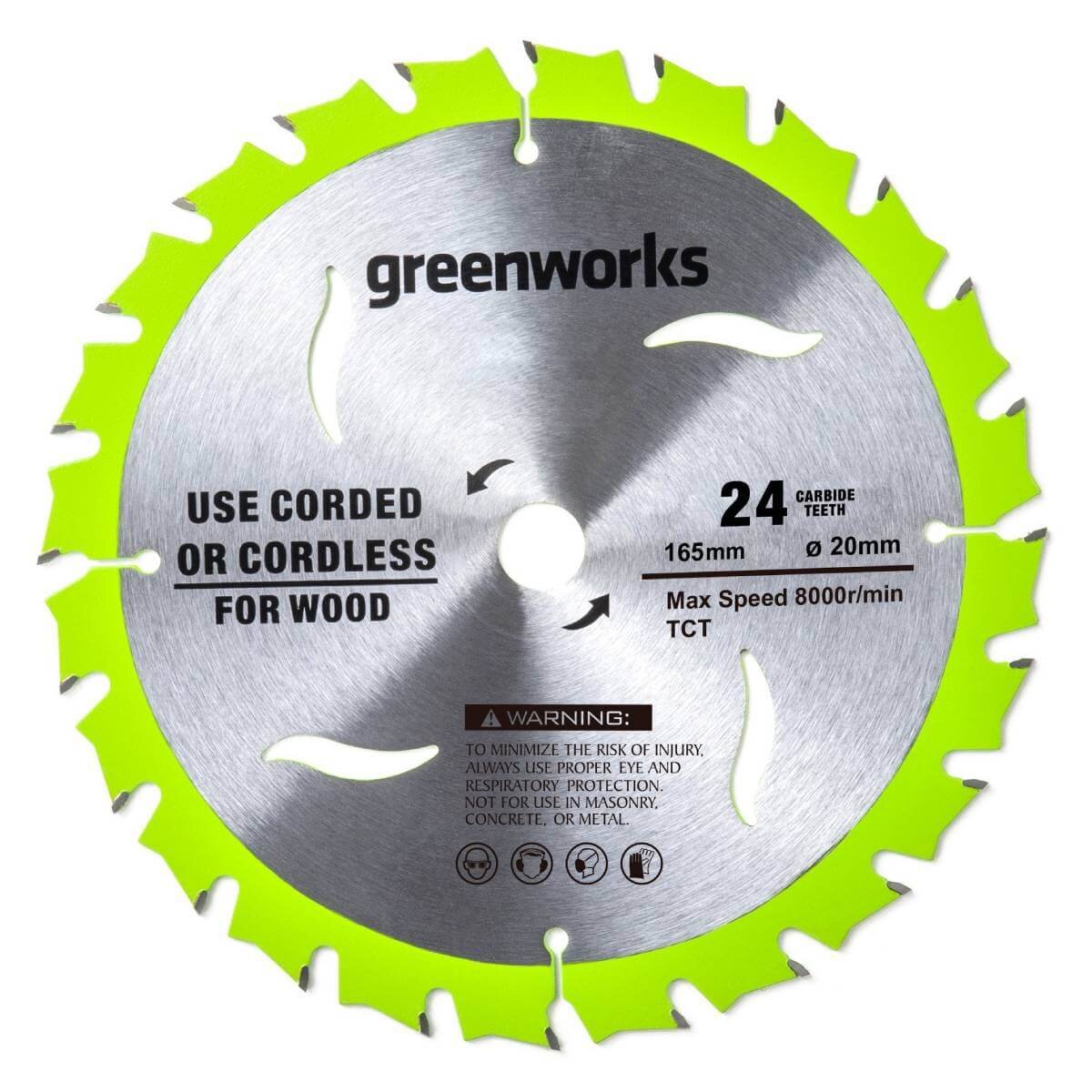 Диск пильный по дереву GREENWORKS 165х20х24T (2955707)